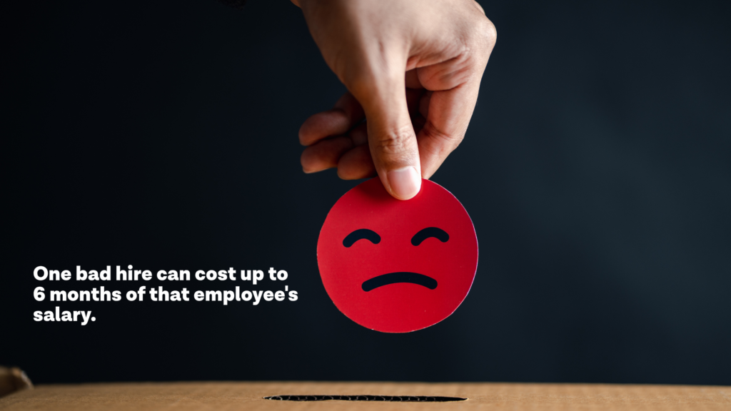 The true cost of a bad hire, broken down into salary, lost productivity, re-hiring and training costs